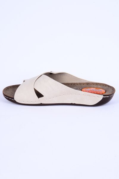 Ayakmod 08-086 Deri Rahat Taban Jelli Bej Günlük Kadın Terlik