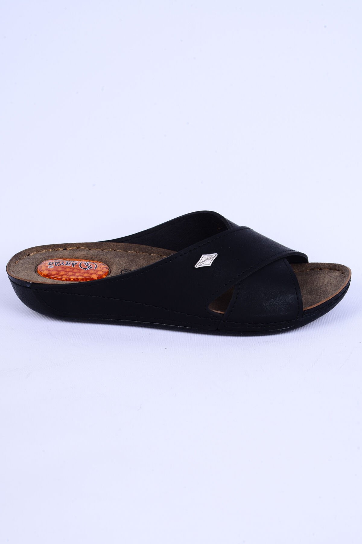 Ayakmod 08-086 Deri Rahat Taban Jelli Siyah Günlük Kadın Terlik