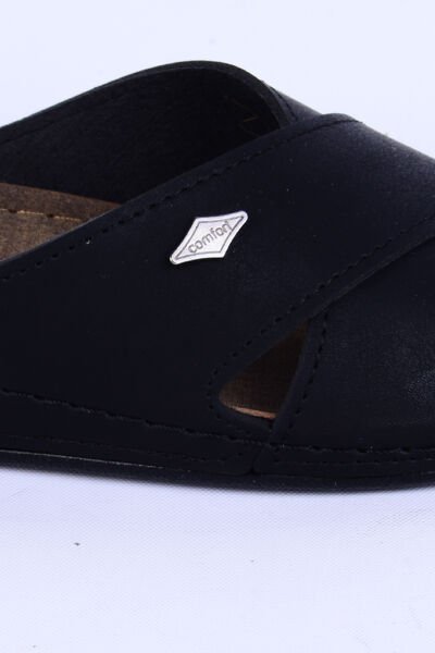 Ayakmod 08-086 Deri Rahat Taban Jelli Siyah Günlük Kadın Terlik