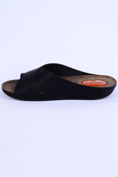 Ayakmod 08-086 Deri Rahat Taban Jelli Siyah Günlük Kadın Terlik