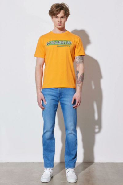Wrangler W231257700 Turuncu Wrangler Baskılı Bisiklet Yaka Erkek T-Shirt