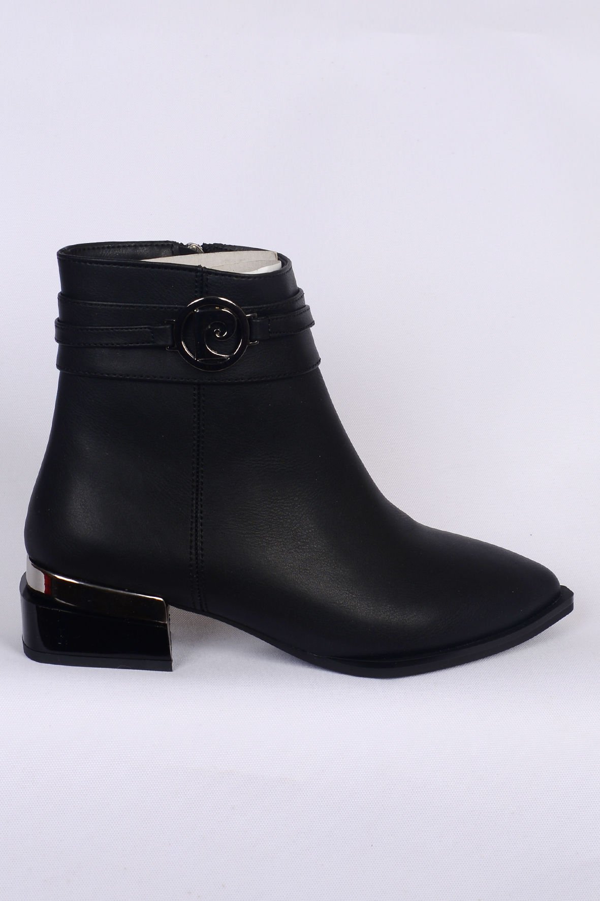 Pierre Cardin 54007 Hafif Topuklu Deri Yandan Fermuarlı Halhal Detaylı Siyah Kadın Bot