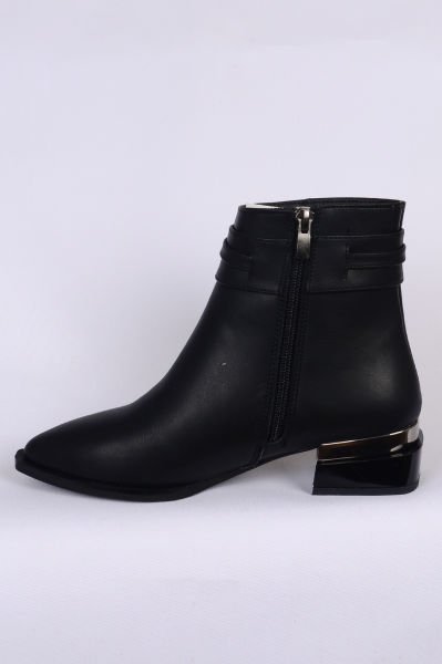 Pierre Cardin 54007 Hafif Topuklu Deri Yandan Fermuarlı Halhal Detaylı Siyah Kadın Bot