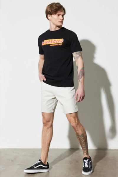 Wrangler W231257001 Siyah Wrangler Baskılı Bisiklet Yaka Erkek T-Shirt