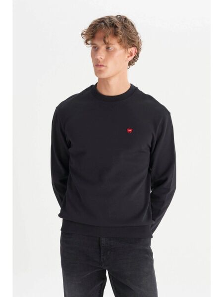 Wrangler W2520255001 Siyah Erkek Bisiklet Yaka Regular Fit Sweatshirt