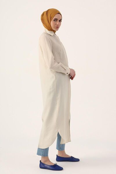 Allday 21DS53007AL0 Taş Kadın Gizli Patlı Gömlek Tunik