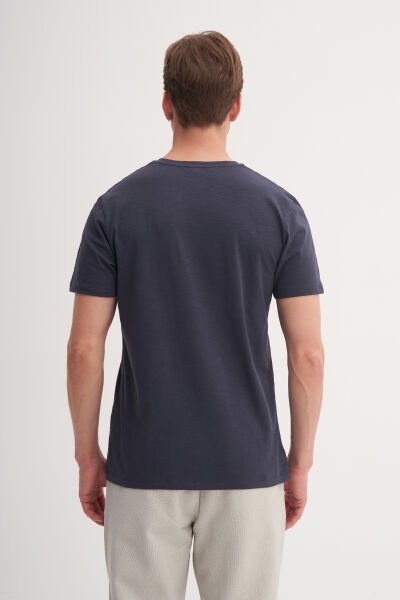 Cazador 25YCEEO04227 Antrasit Erkek V Yaka Patlı Slim Fit %100 Pamuk T-shirt