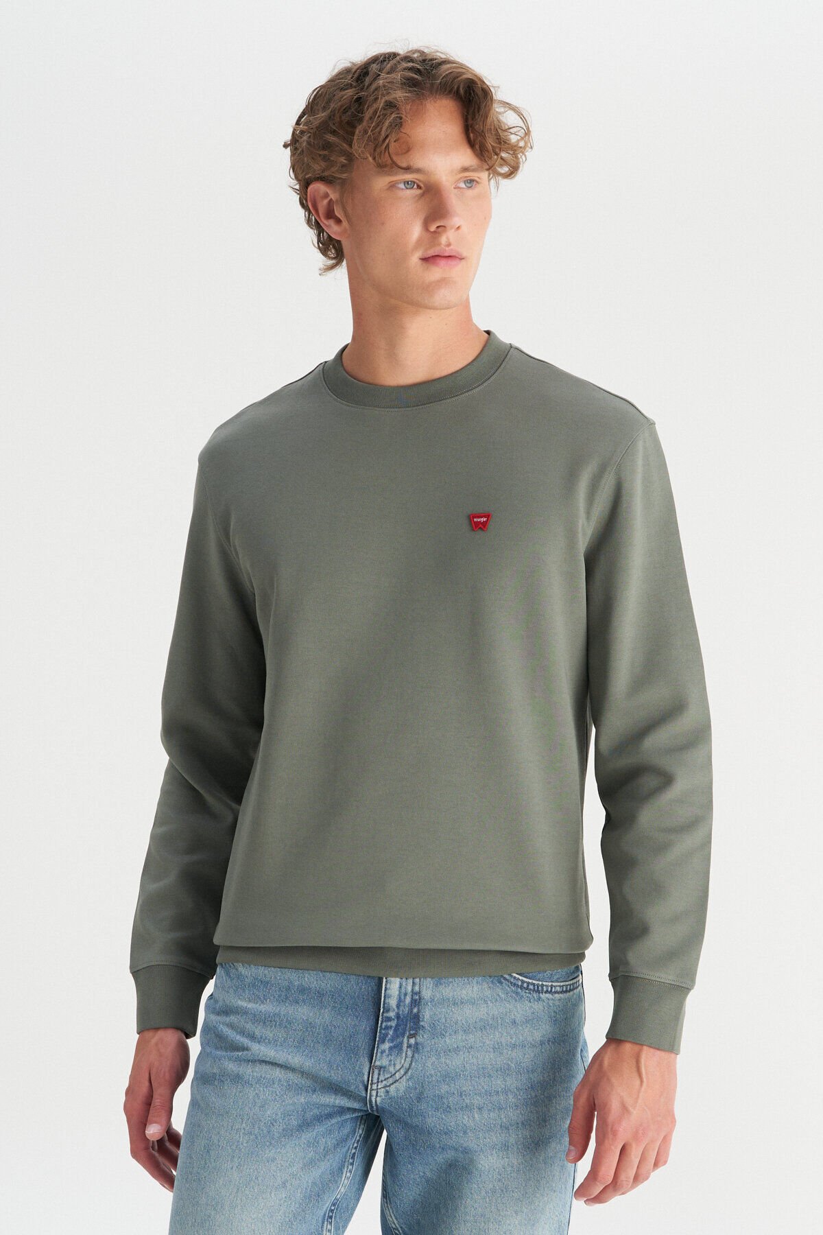 Wrangler W2520255801 Haki Erkek Bisiklet Yaka Regular Fit Sweatshirt