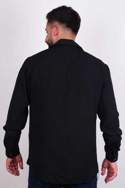 Cazador 24YCEED02001 Siyah Erkek Regular Fit Uzun Kol Normal Kesim Normal Yaka Gömlek