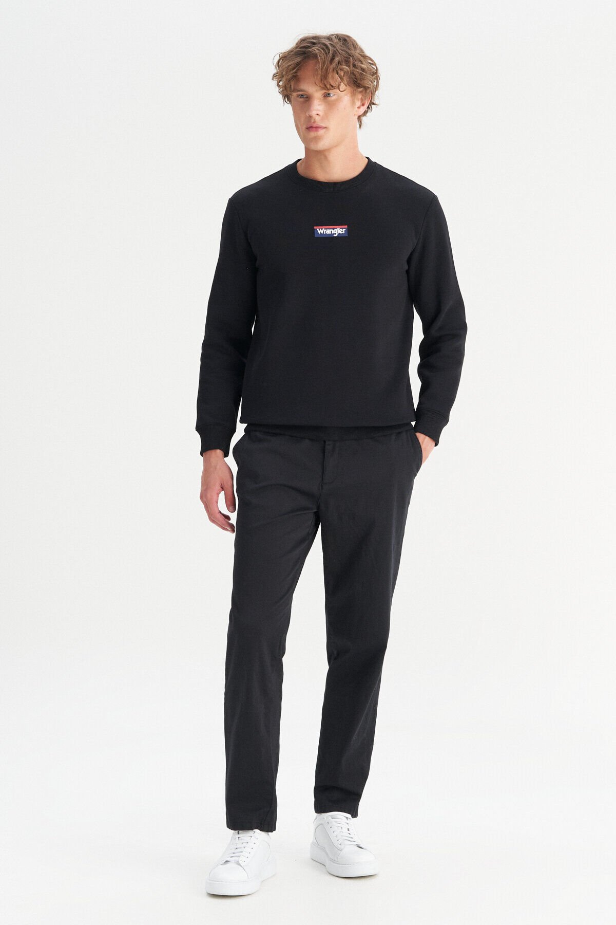 Wrangler WM01200001001 Siyah Erkek Liyosel Kumaş Slim Fit Chino Beli Lastikli Pantolon