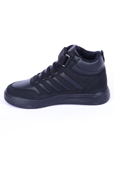 Walkway Mely 2334 Deri-Süet Boğazlı Rahat Taban Siyah Günlük Unisex Çocuk Spor Ayakkabı