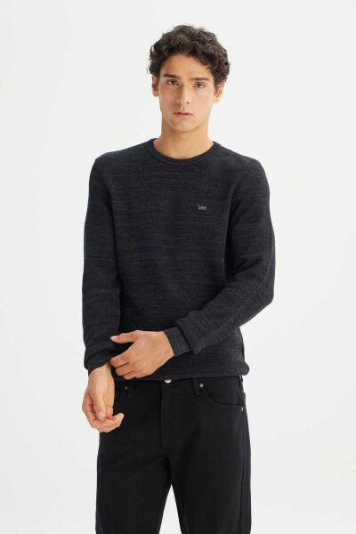LEE L2520364003 Antrasit Erkek Regular Fit Triko Kazak