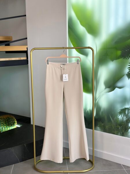 Armine 25KT204 Bej Kadın İspanyol Paça Kumaş Pantolon