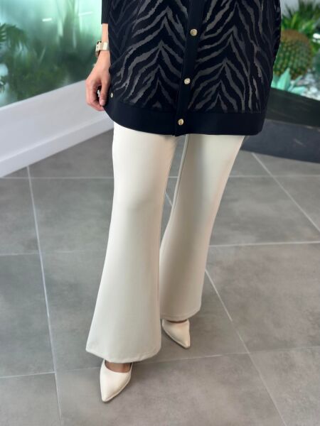 Armine 25KT204 Bej Kadın İspanyol Paça Kumaş Pantolon