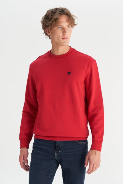 Wrangler W2520255A47 Kırmızı Erkek Bisiklet Yaka Regular Fit Sweatshirt