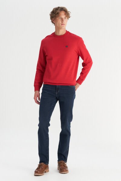 Wrangler W2520255A47 Kırmızı Erkek Bisiklet Yaka Regular Fit Sweatshirt