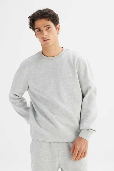 LEE L252030836 Gri Erkek Bisiklet Yaka Regular Fit Sweatshirt