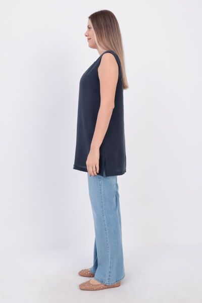 Allday BDX16021AL0 İndigo Kadın Basic Sıfır Kollu İçlik Tunik