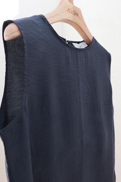Allday BDX16021AL0 İndigo Kadın Basic Sıfır Kollu İçlik Tunik