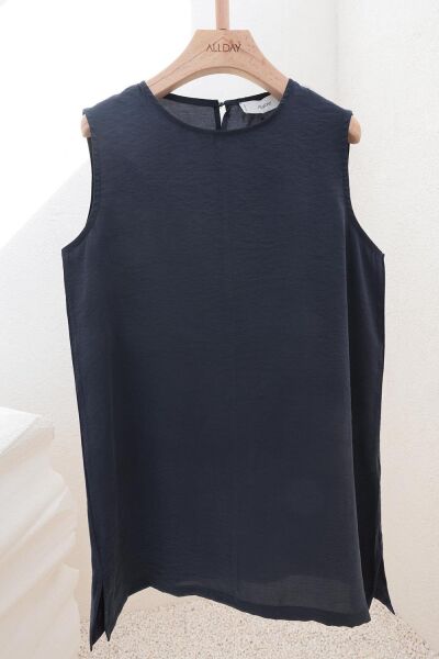 Allday BDX16021AL0 İndigo Kadın Basic Sıfır Kollu İçlik Tunik