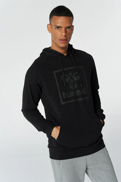 Hummel 921556-2001 Siyah Baskılı Kapüşonlu Erkek Sweat