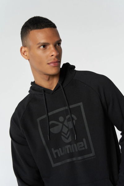 Hummel 921556-2001 Siyah Baskılı Kapüşonlu Erkek Sweat