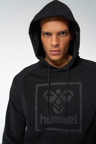 Hummel 921556-2001 Siyah Baskılı Kapüşonlu Erkek Sweat