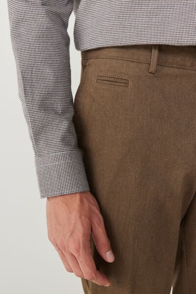 Altınyıldız 4A0124100024 Açık Kahve Confort Fit Yan Cep Keten Pantolon