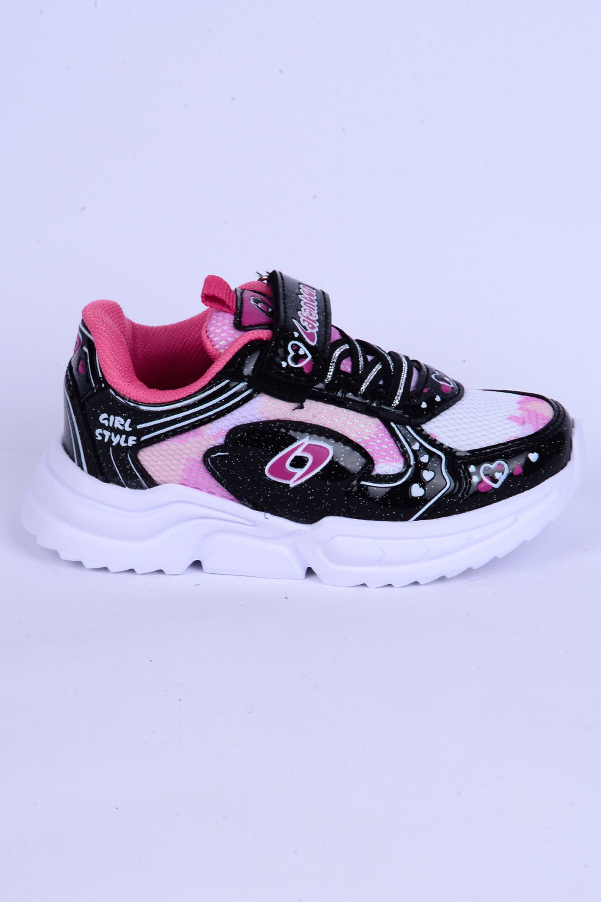 Lafonten 732 P Fileli Deri Detaylı Rahat Taban Esnek Hafif Siyah-Pembe Günlük Kız Çocuk Ayakkabı