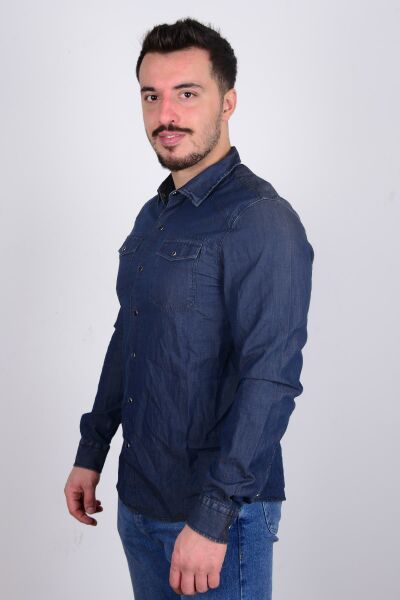 Cazador 23KCEJJ02705 Lacivert Önü Çıtçıtlı Erkek Kot Gömlek