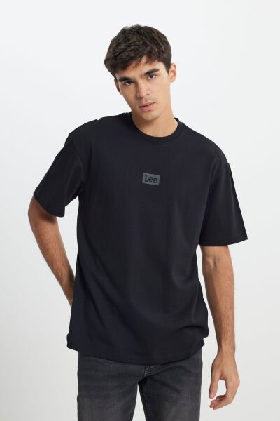 Lee L222001001 Siyah Lose Fit Bisiklet Yaka Erkek %100 Pamuklu T-shirt