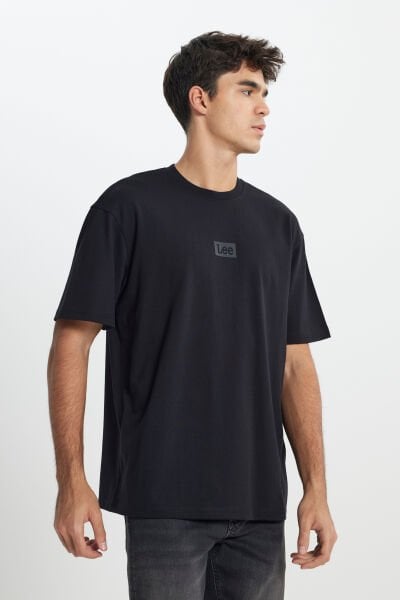 Lee L222001001 Siyah Lose Fit Bisiklet Yaka Erkek %100 Pamuklu T-shirt