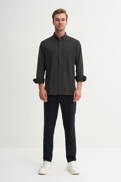 Cazador 23145 Antrasit Erkek Fitilli Regular Fit Gömlek