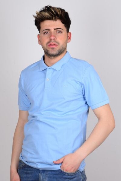 Lee L211810400 Mavi Polo Yaka Erkek T-shirt
