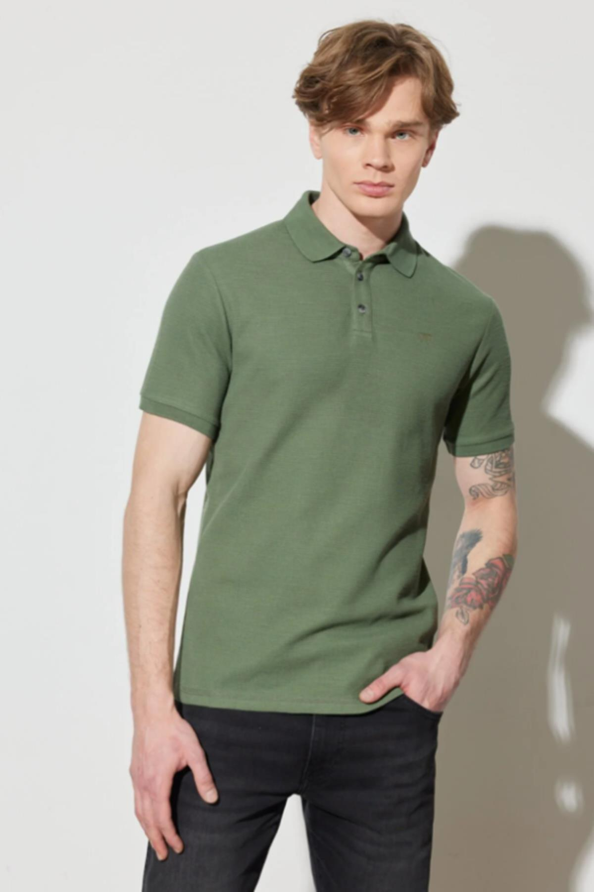 Wrangler W231325801 Yeşil Erkek Polo Yaka T-shirt