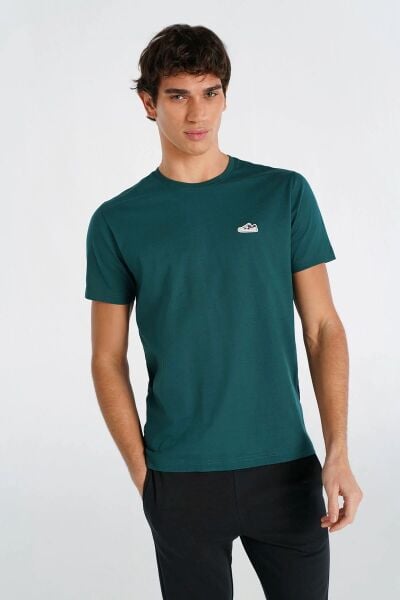 Hummel 912122-9815 HMLJUNGLE Yeşil Erkek Bisiklet Yaka Kısa Kollu  T-shirt