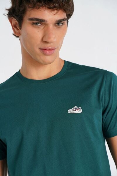 Hummel 912122-9815 HMLJUNGLE Yeşil Erkek Bisiklet Yaka Kısa Kollu  T-shirt