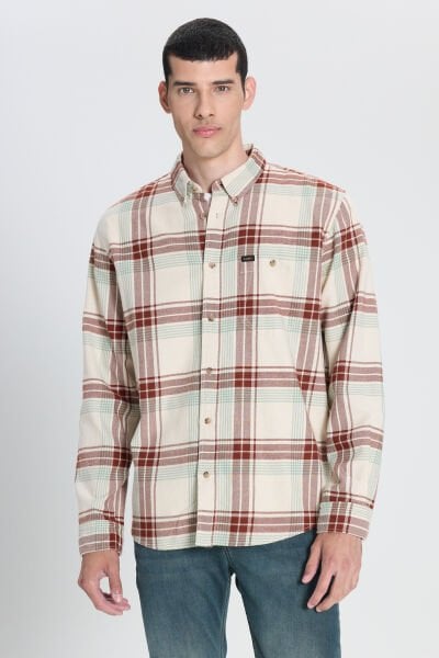 Lee L6616720543 Ekru Erkek Çift Cepli Oduncu Gömleği