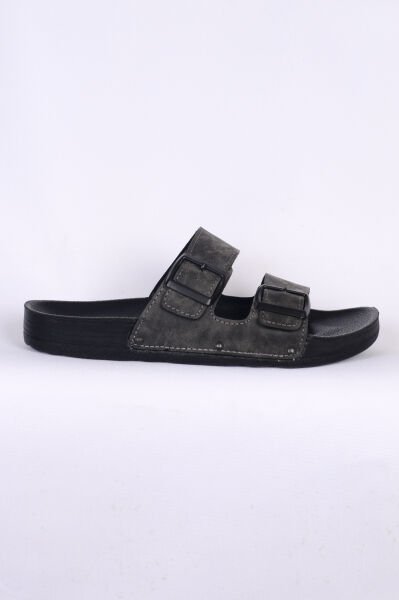 Pierre Cardin 7241 Gri Nubuk Çift Bantlı Erkek Terlik