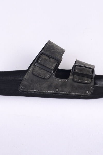 Pierre Cardin 7241 Gri Nubuk Çift Bantlı Erkek Terlik