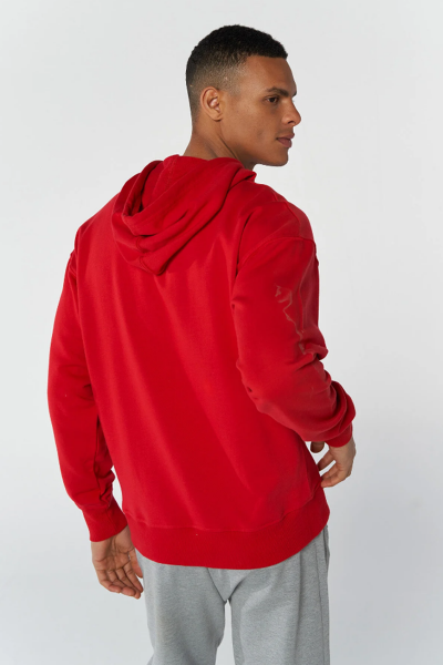 Hummel 921645-3658 Kırmızı Önü Hummel Baskılı Kapüşonlu Erkek Sweat