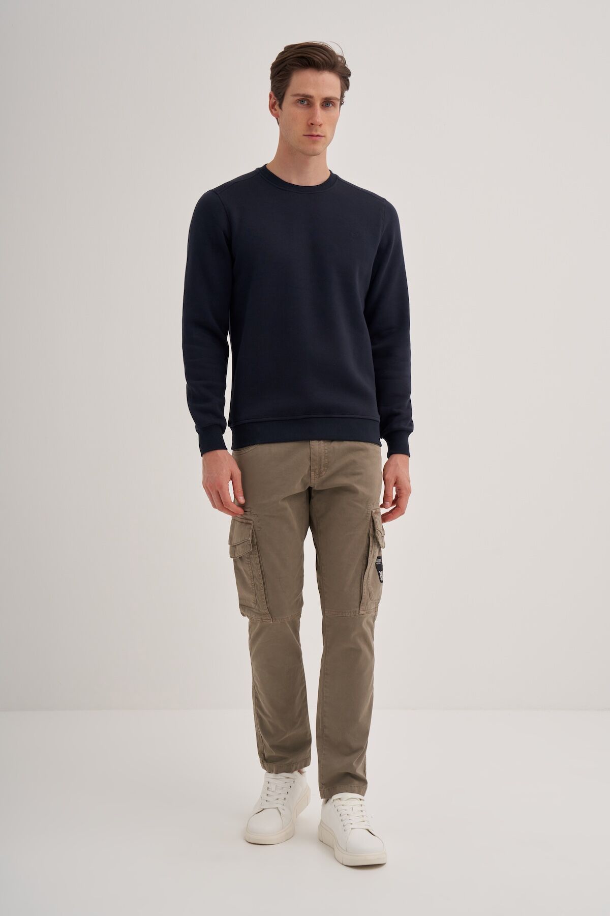 Cazador 56150 Lacivert Erkek Bisiklet Yaka Şardonlu Slim Fit Sweatshirt