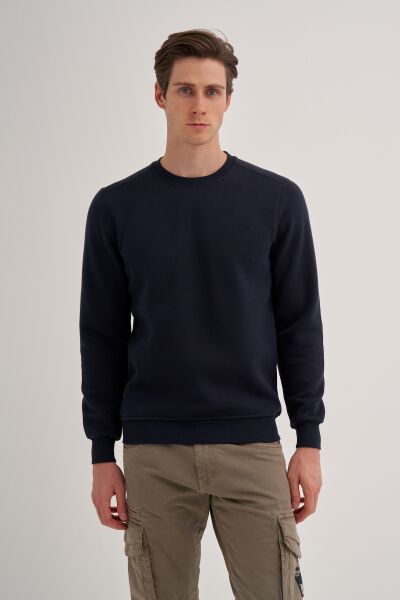 Cazador 56150 Lacivert Erkek Bisiklet Yaka Şardonlu Slim Fit Sweatshirt