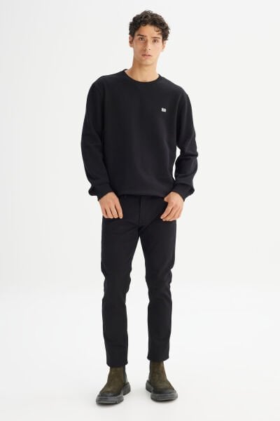 Lee L81IRY100 Siyah Erkek İki İplik Bisiklet Yaka Sweat
