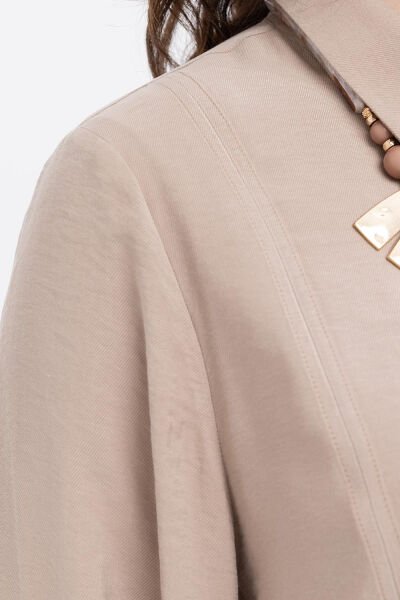 Allday S30091A9 Vizon Kadın Yırtmaç Detaylı Modal Pantolonlu Takım