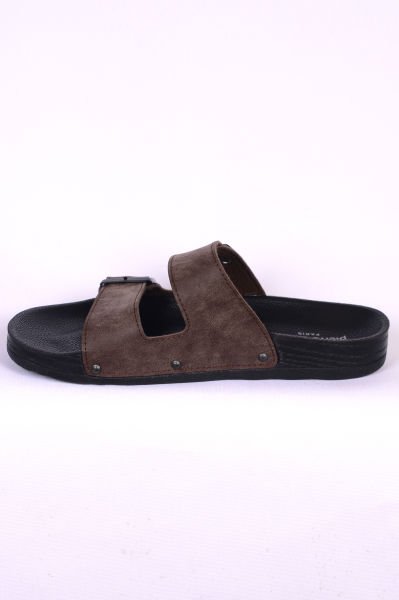Pierre Cardin 7241 Kahve Nubuk Çift Bantlı Erkek Terlik