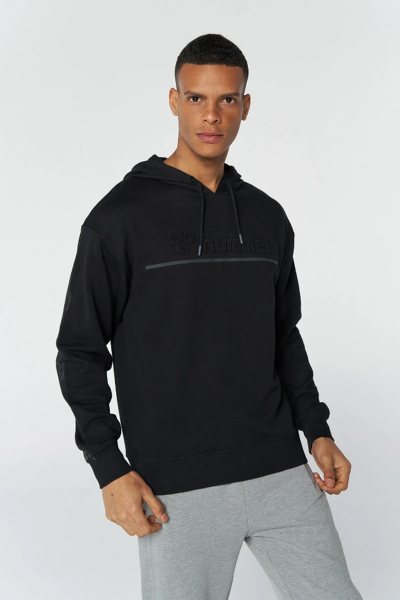 Hummel 921645-2001 Siyah Önü Hummel Baskılı Kapüşonlu Erkek Sweat