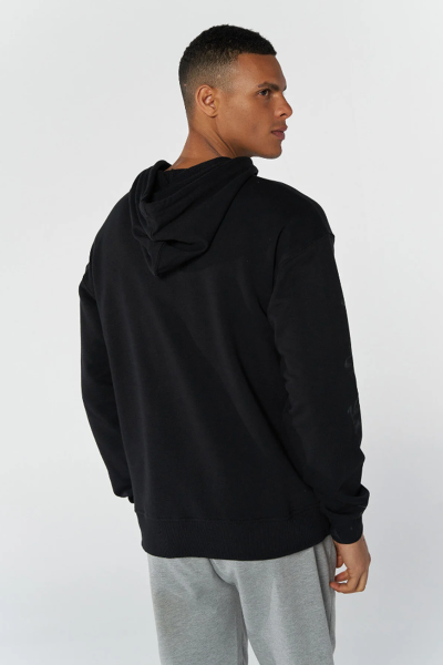 Hummel 921645-2001 Siyah Önü Hummel Baskılı Kapüşonlu Erkek Sweat