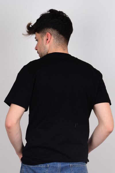 Lee L60UFQ01 Siyah Önü Yazılı Bisiklet Yaka Erkek T-shirt