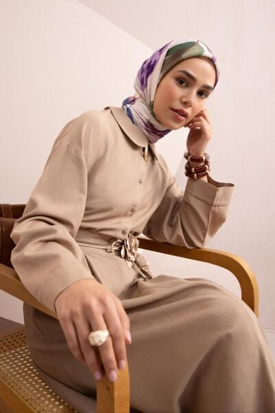 Allday S32036A0 Vizon Kadın Bebe Yakalı Keten Etekli Takım